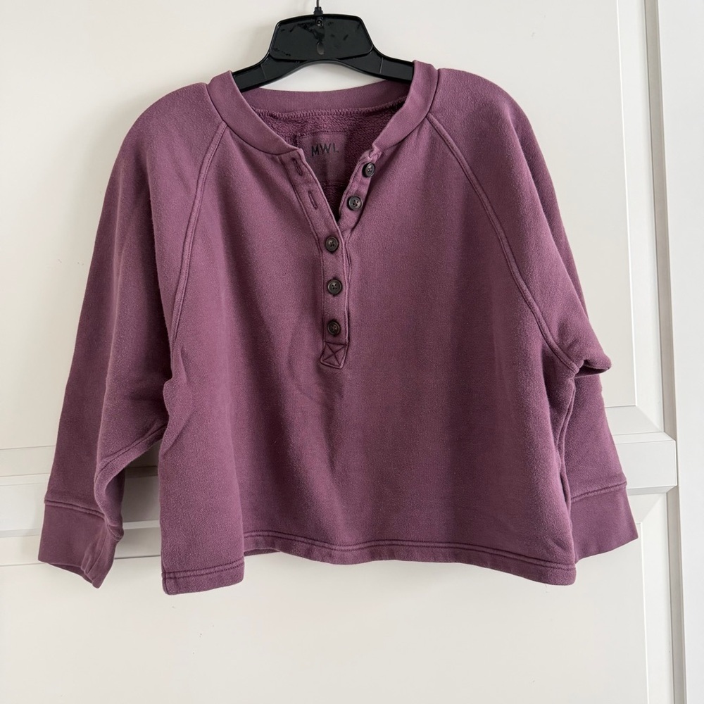 Madewell MWL Betterterry Henley Sweatshirt purple 41843 - Picture 3 of 12